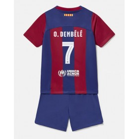 Baby Fußballbekleidung Barcelona Ousmane Dembele #7 Heimtrikot 2023-24 Kurzarm (+ kurze hosen)